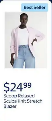 Walmart Scoop Women's and Women's Plus Relaxed Scuba Knit Stretch Blazer with Scrunch Sleeves, Sizes XS-4X offer