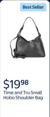 Walmart Time and Tru Women's River Faux Leather Small Hobo Shoulder Bag, Black offer