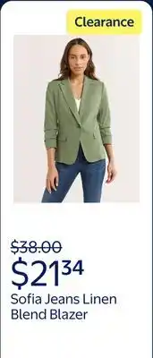 Walmart Sofia Jeans Women's Linen Blend Blazer with Scrunch Sleeves, Sizes XS-4X offer