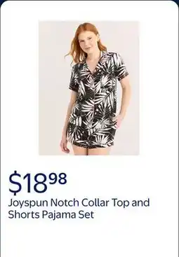 Walmart Joyspun Women's Notch Collar Top and Shorts Pajama Set with Piping, 2-Piece offer