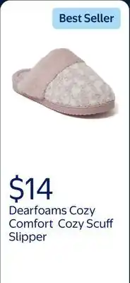Walmart Dearfoams Cozy Comfort Women's Cozy Scuff Slipper offer