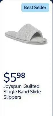 Walmart Joyspun Women's Quilted Single Band Slide Slippers, Wide-Width Available offer