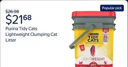 Walmart Purina Tidy Cats Lightweight Clumping Cat Litter, Low Dust, 24/7 Odor Control, 17 lb. Pail offer