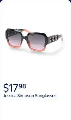 Walmart Jessica Simpson Women's Plastic Rectangle Sunglasses with Chain Temple, Black/Rose offer
