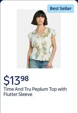 Walmart Time And Tru Women's Peplum Top with Flutter Sleeve offer
