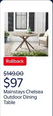Walmart Mainstays Chelsea Outdoor Dining Table offer