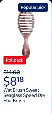 Walmart Wet Brush Sweet Seaglass Speed Dry Hair Brush - Pink offer