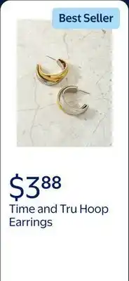 Walmart Time and Tru Women's Mixed Plate Hoop, Silver and Silvertone offer