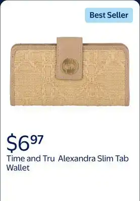 Walmart Time and Tru Women's Alexandra Slim Tab Wallet Polyester Straw offer