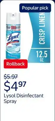 Walmart Lysol Disinfectant Spray, Sanitizing Antibacterial Disinfecting offer