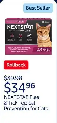 Walmart NEXTSTAR Flea & Tick Topical Prevention for Cats Over offer