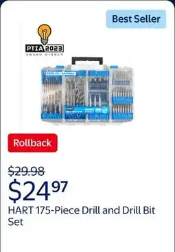 Walmart HART 175-Piece Assorted Drill and Drill Bit Set Wood/Metal/PVC, Customizable Modular Storage Case offer