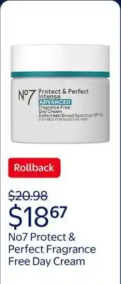 Walmart No7 Protect & Perfect Intense Advanced Fragrance Free Day Cream, All Skin Types offer