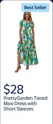 Walmart PRETTYGARDEN Women's Tiered Maxi Dress with Short Sleeves offer
