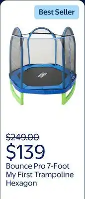 Walmart Bounce Pro 7-Foot My First Trampoline Hexagon (Ages 3-10) for Kids offer