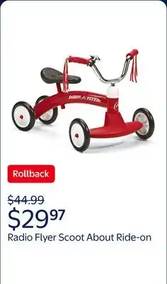 Walmart Radio Flyer, Scoot About, Ride-on for Kids 1 to 3 Years, Steel offer