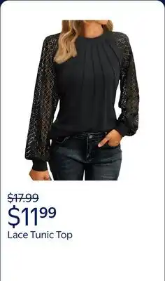 Walmart SUNBS Blouses for Women Lace Tunic Tops Crewneck Casual Fashion Long Sleeve Shirts Black offer