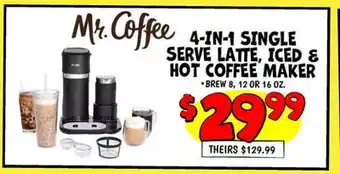 Ollie's 4-IN-1 SINGLE SERVE LATTER, ICED & HOT COFFEE MAKERS offer