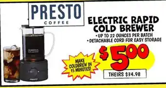 Ollie's ELECTRIC RAPID COLD BREWER offer
