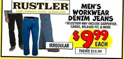 Ollie's RUSTLER MEN'S WORKWEAR DENIM JEANS offer