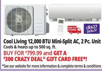 Ocean State Job Lot 12,000 BTU Mini-Split AC, 2 Pc. Unit offer