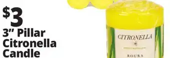 Ocean State Job Lot 3 Pillar Citronella Candle offer