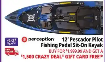 Ocean State Job Lot 12' Pescador Pilot Fishing Pedal Sit-On Kayak offer