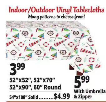 Ocean State Job Lot Indoor/Outdoor Uinyl Tablecloths offer