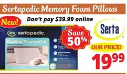 Ocean State Job Lot Serta Sertapedic Memory Foam Pillows offer