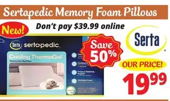 Ocean State Job Lot Serta Sertapedic Memory Foam Pillows offer