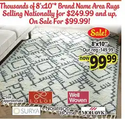Ocean State Job Lot Thousands of 8'x10'* Brand Name Area Rugs Selling Nationally offer