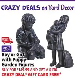 Ocean State Job Lot Boy or Girl with puppy Garden Figures offer