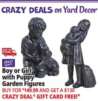 Ocean State Job Lot Boy or Girl with puppy Garden Figures offer