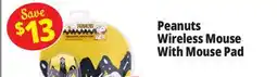 Ocean State Job Lot Peanuts Wireless Mouse With Mouse Pad offer