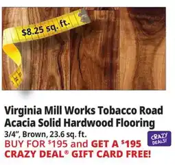 Ocean State Job Lot Virginia Mill Works Tobacco Road Acacia Solid Hardwood Flooring offer