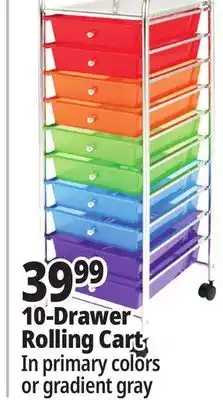 Ocean State Job Lot 10-Drawer Rolling Cart offer