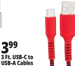 Ocean State Job Lot 3 Ft. USB-C to USB-A Cables offer