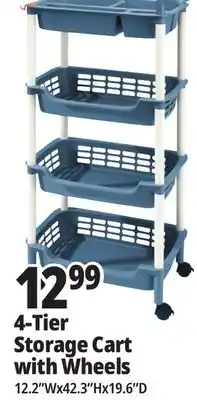 Ocean State Job Lot 4-Tier Storage Cart with Wheels offer