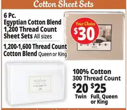Ocean State Job Lot 6 Pc. Egyptian Cotton Blend 1,200 Thread Count Sheet Sets offer