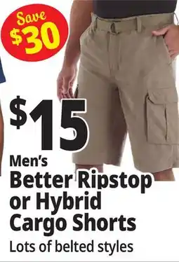 Ocean State Job Lot Men's Better Ripstop or Hybrid Cargo Shorts offer