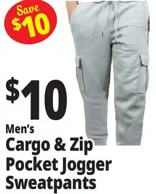Ocean State Job Lot Men's Cargo & Zip Pocket Jogger Sweatpants offer