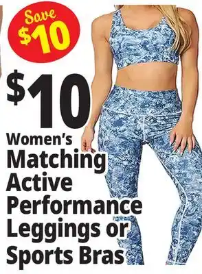 Ocean State Job Lot Women's Matching Active Performance Leggings or Sports Bras offer