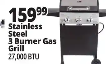 Ocean State Job Lot Stainless Steel 3 Burner Gas Grill offer