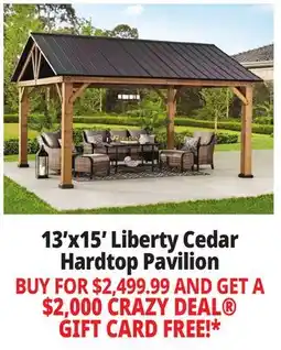 Ocean State Job Lot 13'x15' Liberty Cedar Hardtop Pavilion offer