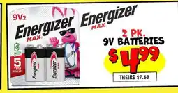 Ollie's ENERGIZER 2 PK. 9V BATTERIES offer
