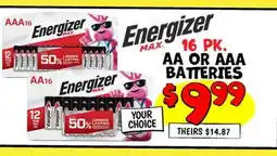 Ollie's ENERGIZER AA OR AAA BATTERIES offer