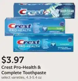 Fareway Crest Pro-Health & Complete Toothpaste offer