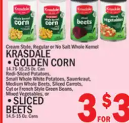 C Town KRASDALE • GOLDEN CORN.-15.25 Oz. •SLICED BEETS offer