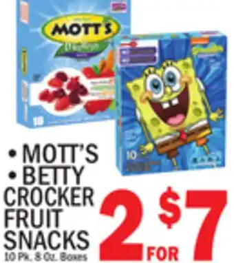 C Town MOTT'S, BETTY CROCKER FRUIT SNACKS offer