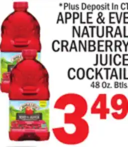 C Town APPLE & EVE NATURAL CRANBERRY JUICE COCKTAIL offer